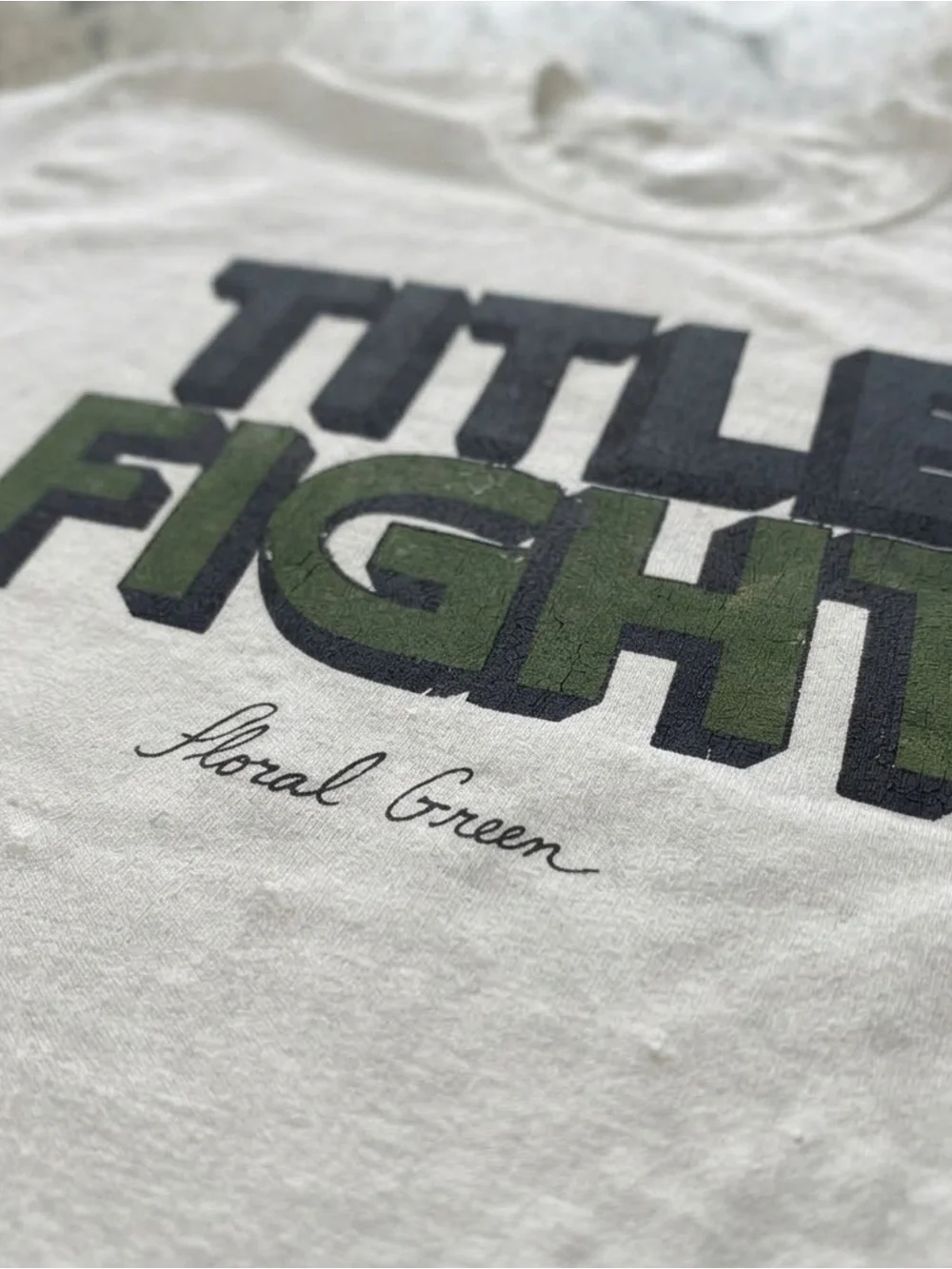 TITLE FIGHT White Graphic Tee with Green Print
